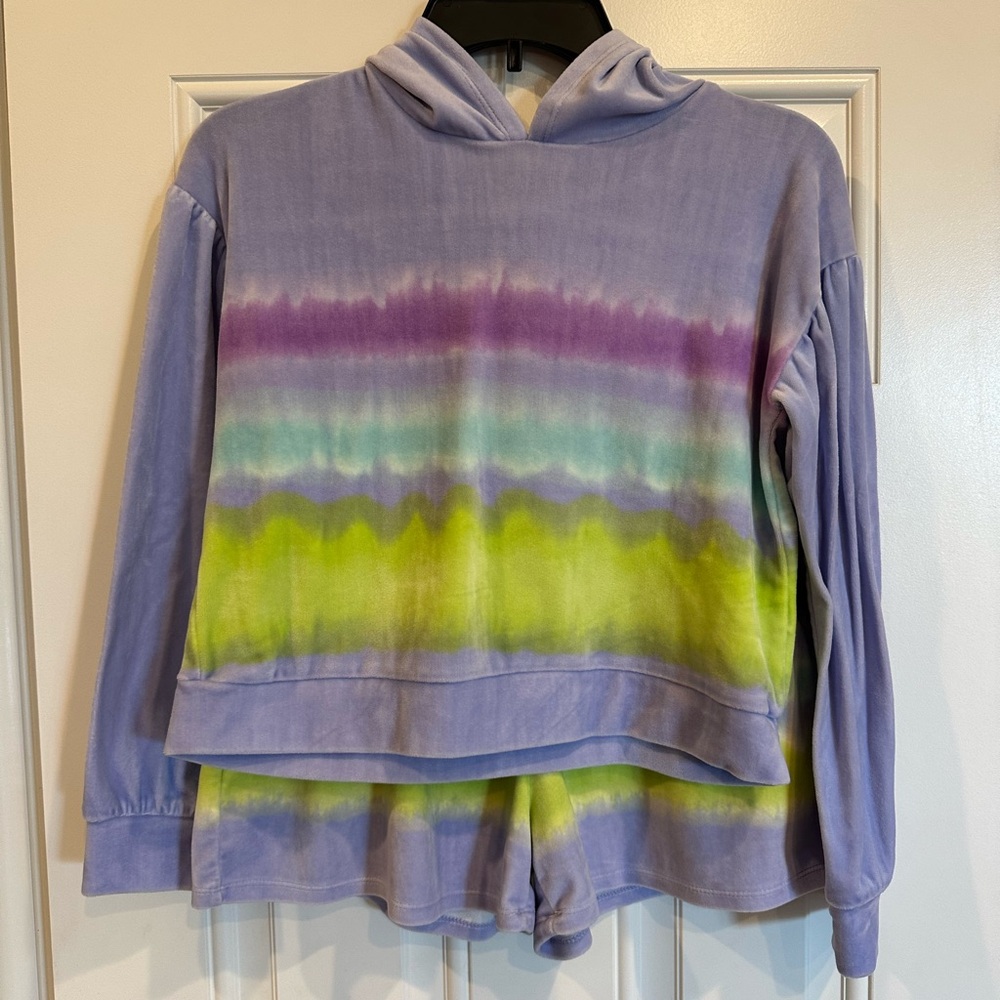 Tie-Dye Vwlvet Hoodie and Shorts Set